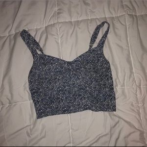 Blue & white strapped crop top